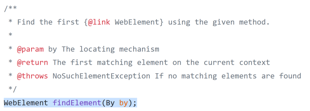 findElement method in Selenium